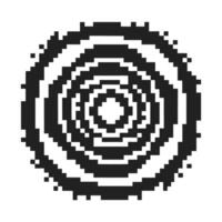 Retro pixel art radial pattern black and white abstract concentric circles vector