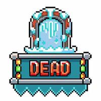 pixelated frozen tombstone with dead text in retro game vector