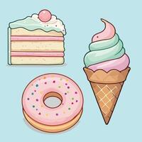 illustration of ice cream, donut and cake vector