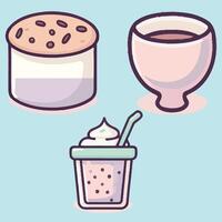 A set of different types of desserts and drinks vector