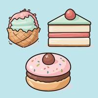 A set of different types of desserts vector