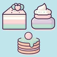 Pastry icons set with cake, cupcakes and ice cream vector