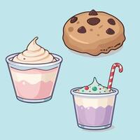 A set of three different types of desserts vector