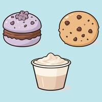A set of three different types of cookies and ice cream vector