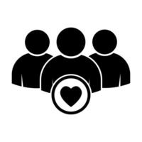 Happy business team icon . Management business team leader sign. Heart group icon. Health care management. For your web site design, logo, app, UI. illustration vector
