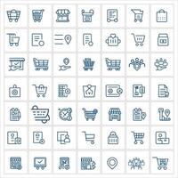 Realistic online shopping and E commerce icon set. E commerce and shopping related icon set on store, retail, sale, currency, customer, chart, trolley icon, online shopping line shape Icon vector