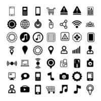 Technology and business communication icon set. Technology based icon on connection, computer, ideas, internet, people, network, security, social media, solution, ai, digital, coding vector