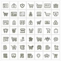 E commerce and online shopping realistic icon set. E commerce and online shopping related icon set on retail, sale, currency, customer, chart, trolley icon, store, online shopping line Icon vector