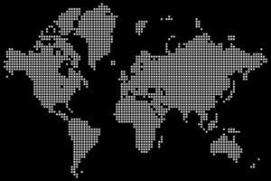 This dotted world map gives precise representation of continents. Built on a dotted world map grid, it brings technology and design together in a dotted world map. Realistic dotted world map vector