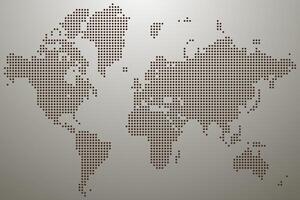 Dotted world map expressing minimalist global geography. Designed with dotted world map focus to bring country forms into view with dotted world map layout. vector