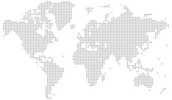 Geometric dotted world map formed with precision dots. Dotted world map structure enhances global comprehension and conveys a digital dotted world map style. Trending dotted world map vector