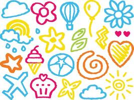 A set of colorful doodles on a white background vector