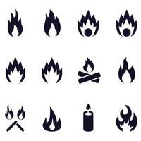 A versatile set of fire icons featuring flame, heat, and danger symbols for various design illustrations vector