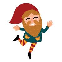 Cartoon Gnome with Red Hat Illustration. White background, isolate vector