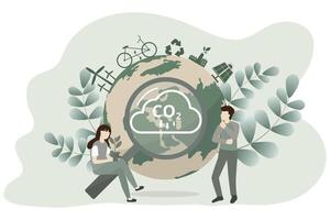 Idea of reducing CO2 emissions to limit global warming. vector