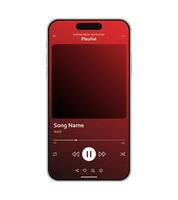 Music player application blank mockup template on a mobile phone user interface layout illustration vector