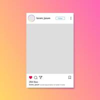 Social network post frame mockup template on colorful background illustration vector