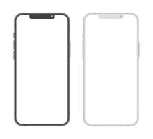 Modern mobile phone clay devices blank screen mockup template with notch for social media. Smartphone set on white background user interface illustration vector