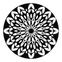 A black and white circular design with a flower in the center vector