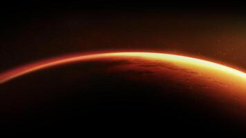 Sunrise illuminating the surface of planet Mars in space video