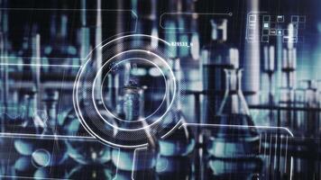 Futuristic laboratory showing scientific data analysis using augmented reality video