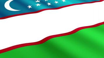 Uzbekistan Flag Waving Gently in the Wind, Close-Up Full-Frame Perspective, Soft Fabric Texture, Slow Motion, Natural Movement, Waving Flag Background video