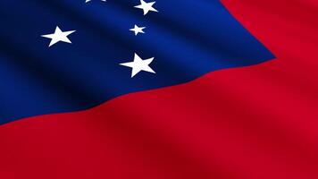 Samoa Flag Waving Gently in the Wind, Close-Up Full-Frame Perspective, Soft Fabric Texture, Slow Motion, Natural Movement, Waving Flag Background video