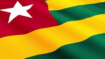 Togo Flag Waving Gently in the Wind, Close-Up Full-Frame Perspective, Soft Fabric Texture, Slow Motion, Natural Movement, Waving Flag Background video