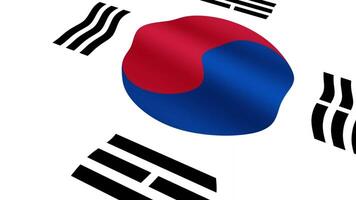 South Korea Flag Waving Gently in the Wind, Close-Up Full-Frame Perspective, Soft Fabric Texture, Slow Motion, Natural Movement, Waving Flag Background video
