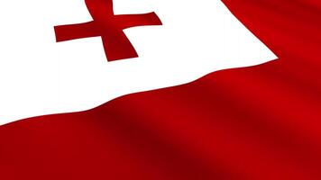 Tonga Flag Waving Gently in the Wind, Close-Up Full-Frame Perspective, Soft Fabric Texture, Slow Motion, Natural Movement, Waving Flag Background video