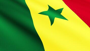 Senegal Flag Waving Gently in the Wind, Close-Up Full-Frame Perspective, Soft Fabric Texture, Slow Motion, Natural Movement, Waving Flag Background video