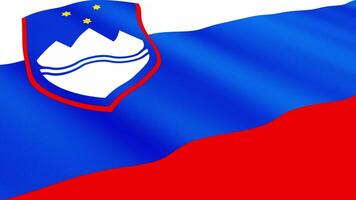 Slovenia Flag Waving Gently in the Wind, Close-Up Full-Frame Perspective, Soft Fabric Texture, Slow Motion, Natural Movement, Waving Flag Background video