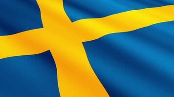Sweden Flag Waving Gently in the Wind, Close-Up Full-Frame Perspective, Soft Fabric Texture, Slow Motion, Natural Movement, Waving Flag Background video