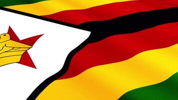 Zimbabwe Flag Waving Gently in the Wind, Close-Up Full-Frame Perspective, Soft Fabric Texture, Slow Motion, Natural Movement, Waving Flag Background video