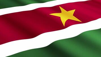 Suriname Flag Waving Gently in the Wind, Close-Up Full-Frame Perspective, Soft Fabric Texture, Slow Motion, Natural Movement, Waving Flag Background video
