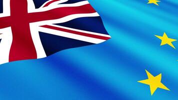 Tuvalu Flag Waving Gently in the Wind, Close-Up Full-Frame Perspective, Soft Fabric Texture, Slow Motion, Natural Movement, Waving Flag Background video