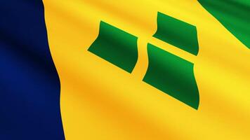 Saint Vincent And The Grenadines Flag Waving Gently in the Wind, Close-Up Full-Frame Perspective, Soft Fabric Texture, Slow Motion, Natural Movement, Waving Flag Background video
