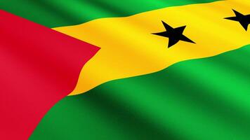 Sao Tome And Principe Flag Waving Gently in the Wind, Close-Up Full-Frame Perspective, Soft Fabric Texture, Slow Motion, Natural Movement, Waving Flag Background video