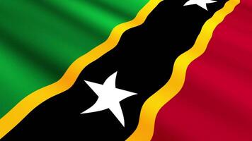 Saint Kitts And Nevis Flag Waving Gently in the Wind, Close-Up Full-Frame Perspective, Soft Fabric Texture, Slow Motion, Natural Movement, Waving Flag Background video