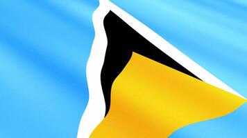 Saint Lucia Flag Waving Gently in the Wind, Close-Up Full-Frame Perspective, Soft Fabric Texture, Slow Motion, Natural Movement, Waving Flag Background video
