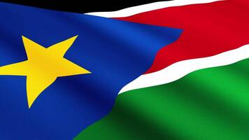 South Sudan Flag Waving Gently in the Wind, Close-Up Full-Frame Perspective, Soft Fabric Texture, Slow Motion, Natural Movement, Waving Flag Background video