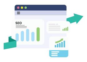 SEO or search engine optimisation growth. Report Monthly. stock illustration vector