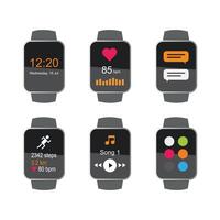 Smart Watch Set with Different Applications. stock illustration vector