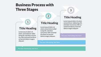 Modern business process template with three colorful stages stock illustration vector