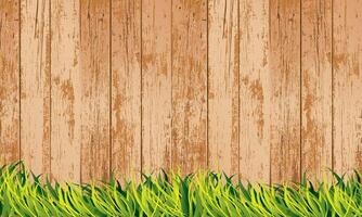 Rustic Wooden Fence with Grass Background vector