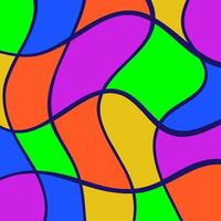 Abstract trendy retro groovy colorful background with wavy, swirl, and cross line background vector