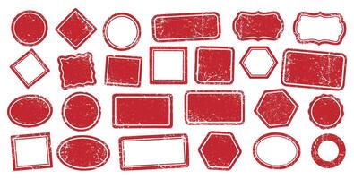 Stamps frames template icon shape set. Stamp grunge ink rubber labels sign collection. Isolated on white background. Black round and square stamp border pack. vector