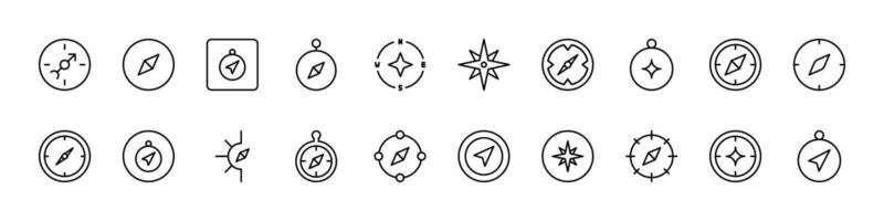 Bundle of Line Icons of Compass. Minimalistic Linear Pictogram for Web and Graphic Design, Apps, Banners, Social Network and Cards vector