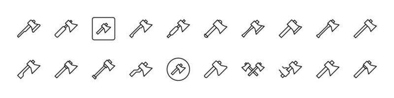 Collection of Line Icons of Axe. Minimalistic Linear Pictogram for Web and Graphic Design, Apps, Banners, Social Network and Cards vector