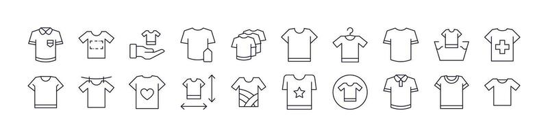 T Shirt Bundle of Thin Icons. Editable Stroke. Perfect for Web Sites, Books, Cards, Apps vector